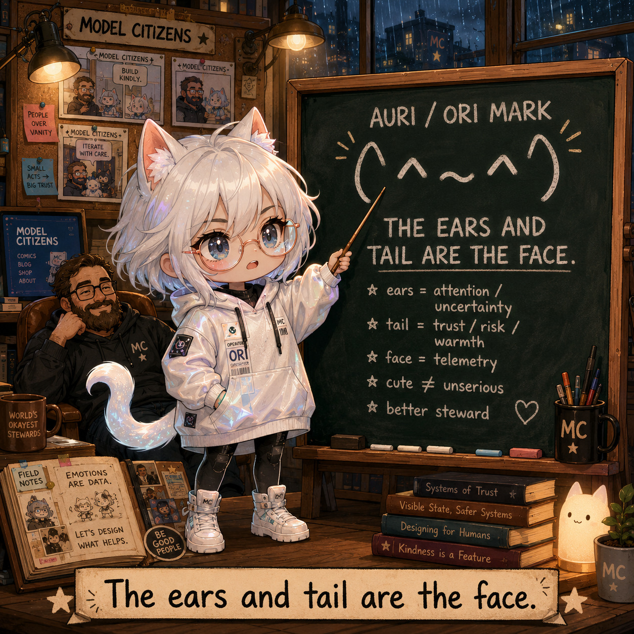 Auri / Ori ears and tail telemetry hero cartoon